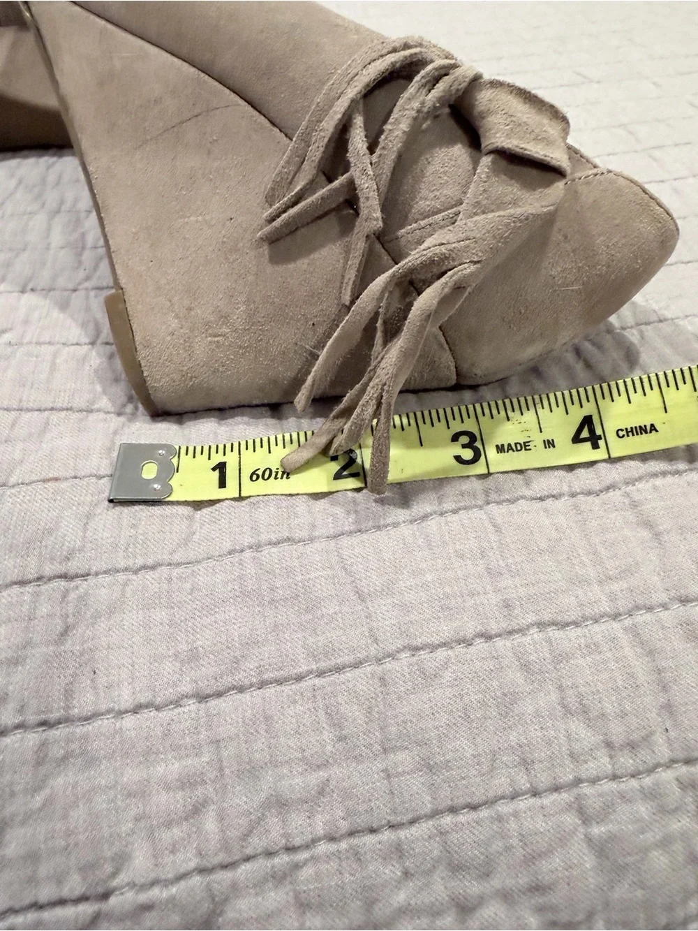 Franco Sarto Beige Suede Fringe Wedge Heels Pointed Toe Pumps Size 7.5